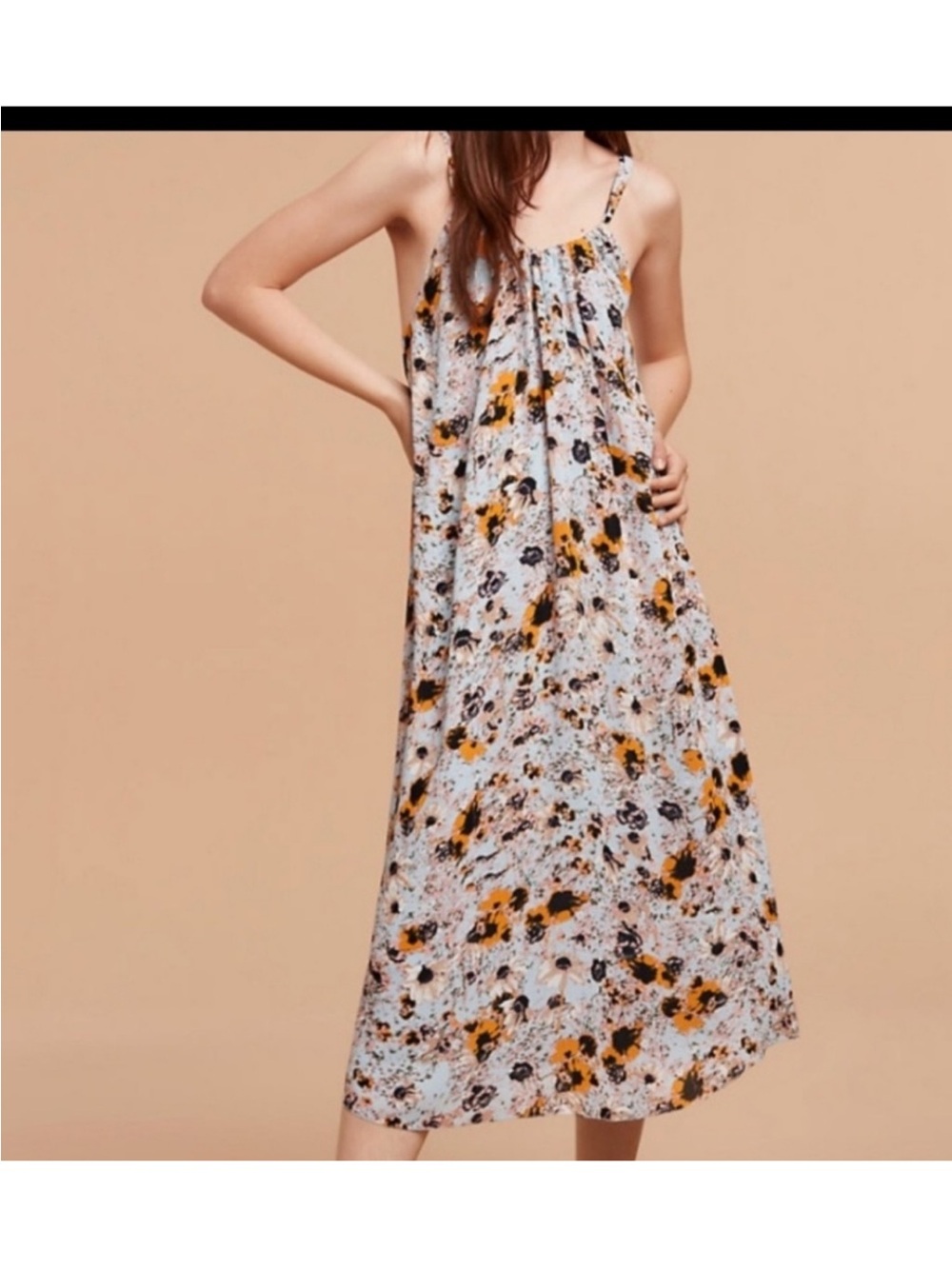 Wilfred Open Back Floral Print Spaghetti-Strap Midi Dress size XS